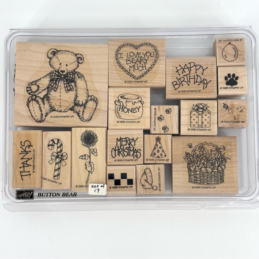 Stampin' Up! 'Button Bear' Set of 17 Rubber Stamps